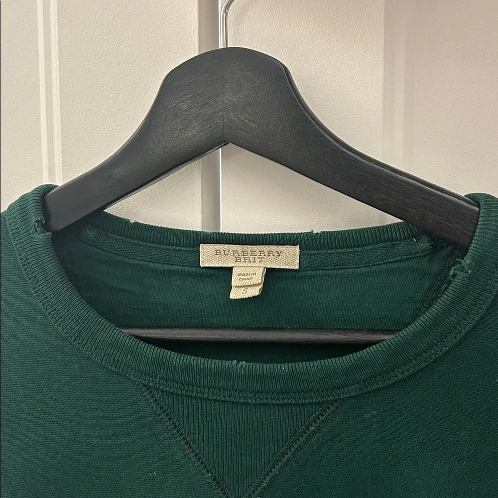 BURBERRY - Brit - Authentic Men’s Green Distressed Logo Sweatshirt size small - Picture 10 of 10